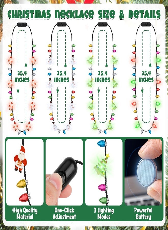 Traplace Christmas Party Accessories, 12PCS Christmas Light Necklace, Christmas Favors Colorful Bulbs, 3 Modes Light Up Christmas Necklace Santa Claus Christmas Trees Snowmen Christmas Necklaces Adults - Image 2